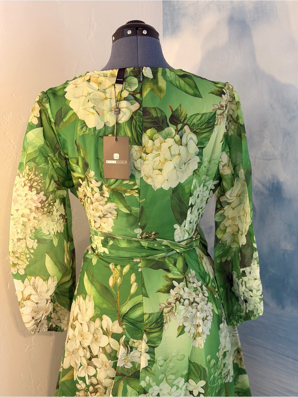 STYLEWE Green Floral Maxi Dress with Tie Waist Belt 294 - Picture 5 of 10